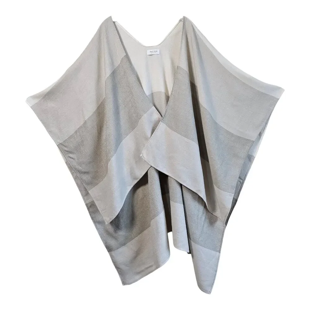MER SEA Women One Size Thinny Travel Wrap Poncho Beige Cream Draped Lightweight